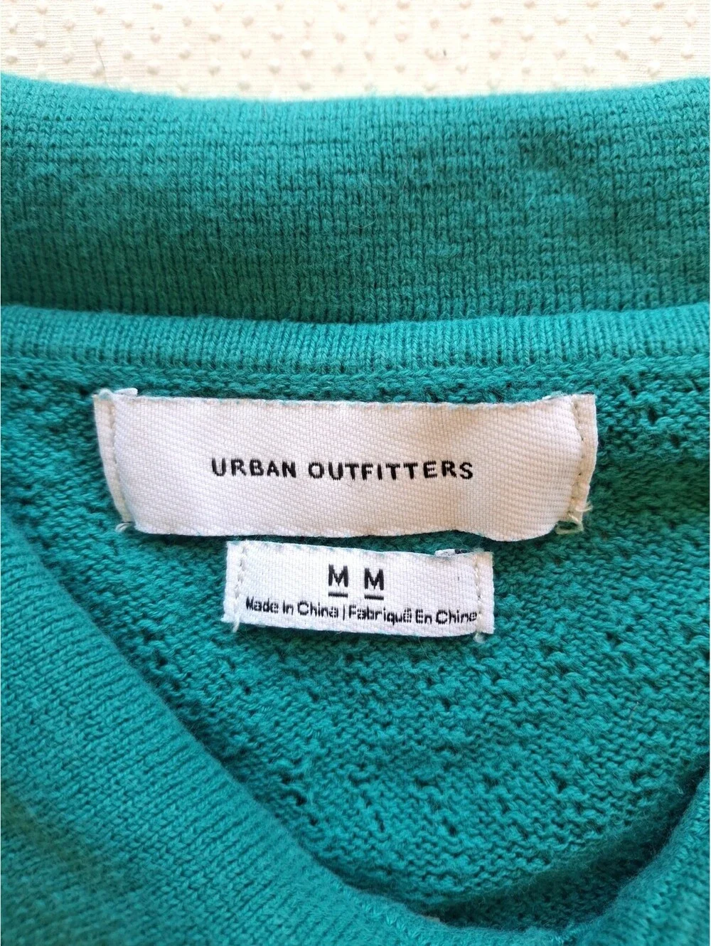 Urban Outfitters Men's M Teal Knit Polo Cardigan 100% Cotton Retro Stripe